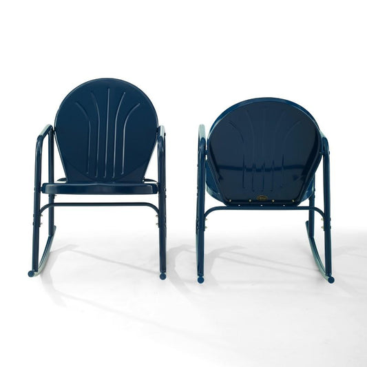 Crosley Furniture - Griffith 2 Piece Outdoor Rocking Chair Set Navy Gloss - 2 Chairs - CO1013-NV veiw 2