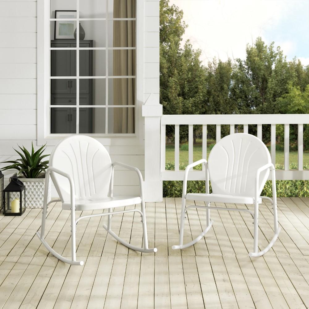 Crosley Furniture - Griffith 2 Piece Outdoor Rocking Chair Set White Gloss - 2 Chairs - CO1013-WH veiw 10