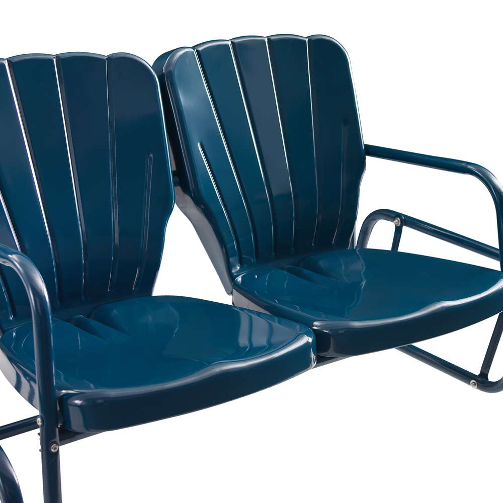 Crosley Furniture - Ridgeland 4Pc Outdoor Metal Conversation Set Navy Gloss - Loveseat Glider, Side Table, & 2 Armchairs - KO10022NV veiw 6