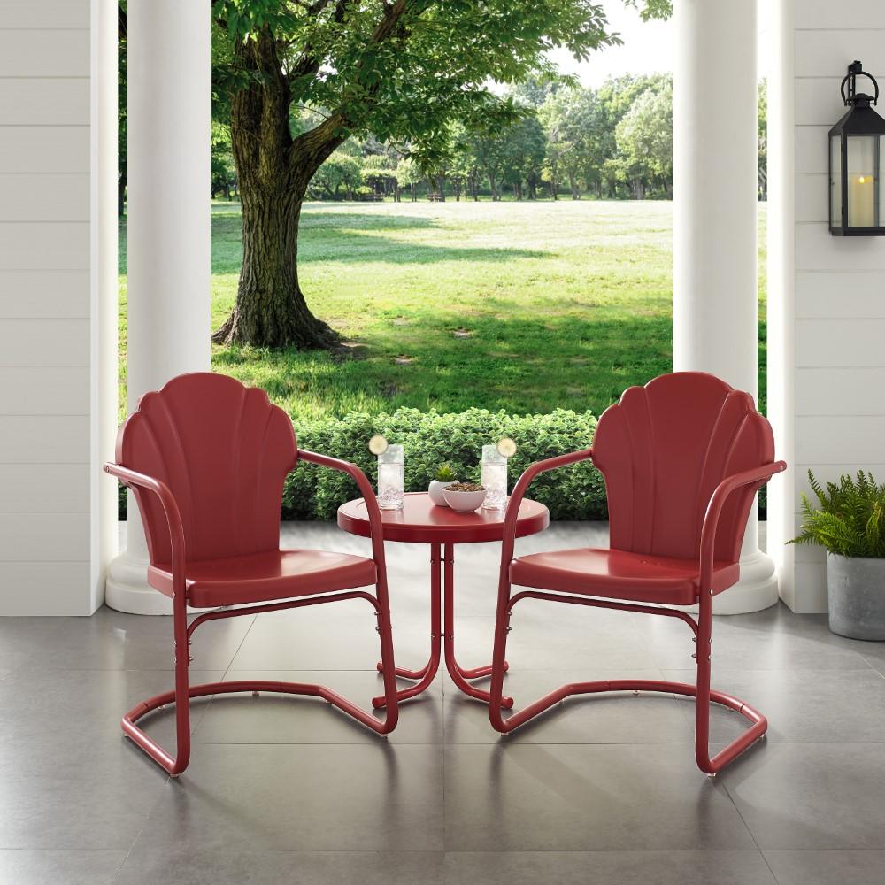 Crosley Furniture - Tulip 3 Piece Outdoor Chat Set Red - 2 Chairs, Side Table - KO10011RE veiw 6