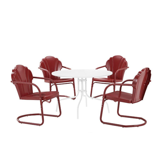 Crosley Furniture - Tulip 5 Piece Outdoor Dining Set Dark Red Satin/White Satin - Dining Table & 4 Chairs - KO10014RE veiw 2