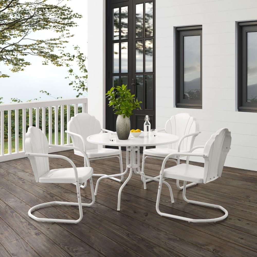 Crosley Furniture - Tulip 5 Piece Outdoor Dining Set White Satin - Dining Table & 4 Chairs - KO10014WH veiw 8