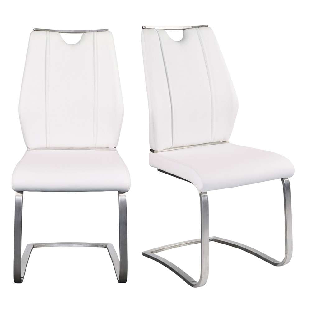 Euro Style - Lexington Side Chair in White and Brushed Stainless Steel (Set of 2) - 81013WHT veiw 8