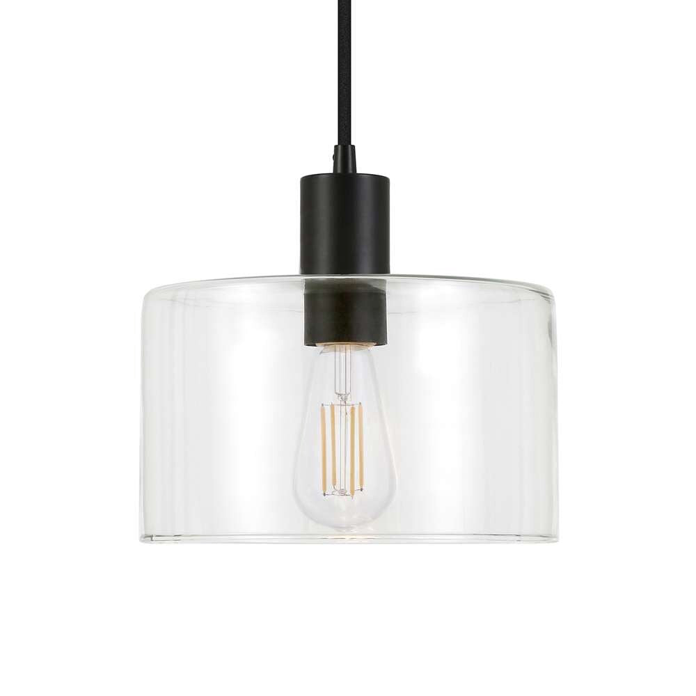 Hudson & Canal - Henri 10in Wide Pendant with Glass Shade in Blackened Bronze/Clear - PD0097 veiw 4