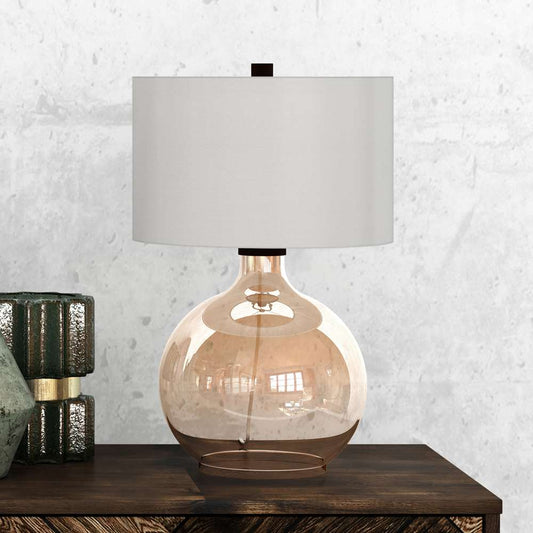 Hudson & Canal - Laelia 24.75in Tall Table Lamp with Fabric Shade in Gold Luster Glass/White - TL0016 veiw 2