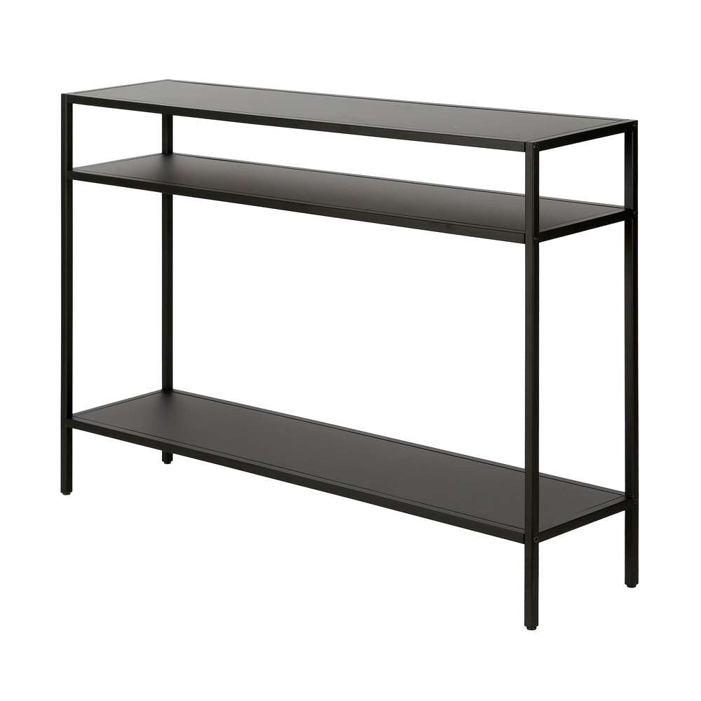 Hudson & Canal - Ricardo 42in Wide Rectangular Console Table with Metal Shelves in Blackened Bronze - AT0512 veiw 4