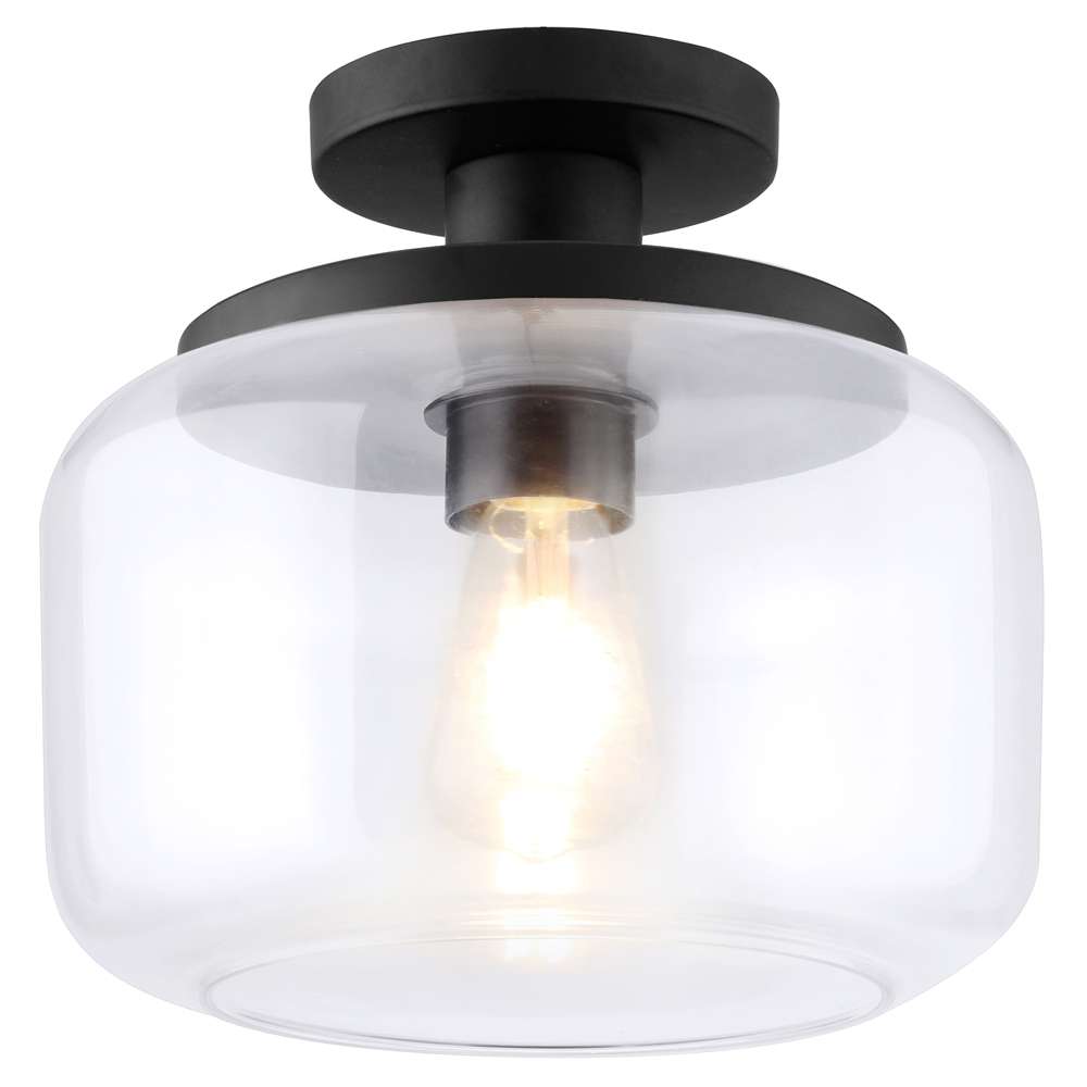Hudson & Canal - Tatum 11in Wide Semi Flush Mount with Glass Shade in Blackened Bronze/Clear - SF1786 veiw 3