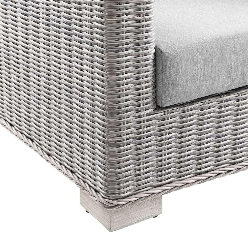 Modway - Conway 4-Piece Outdoor Patio Wicker Rattan Furniture Set in Light Gray Gray - EEI-5095-GRY veiw 6