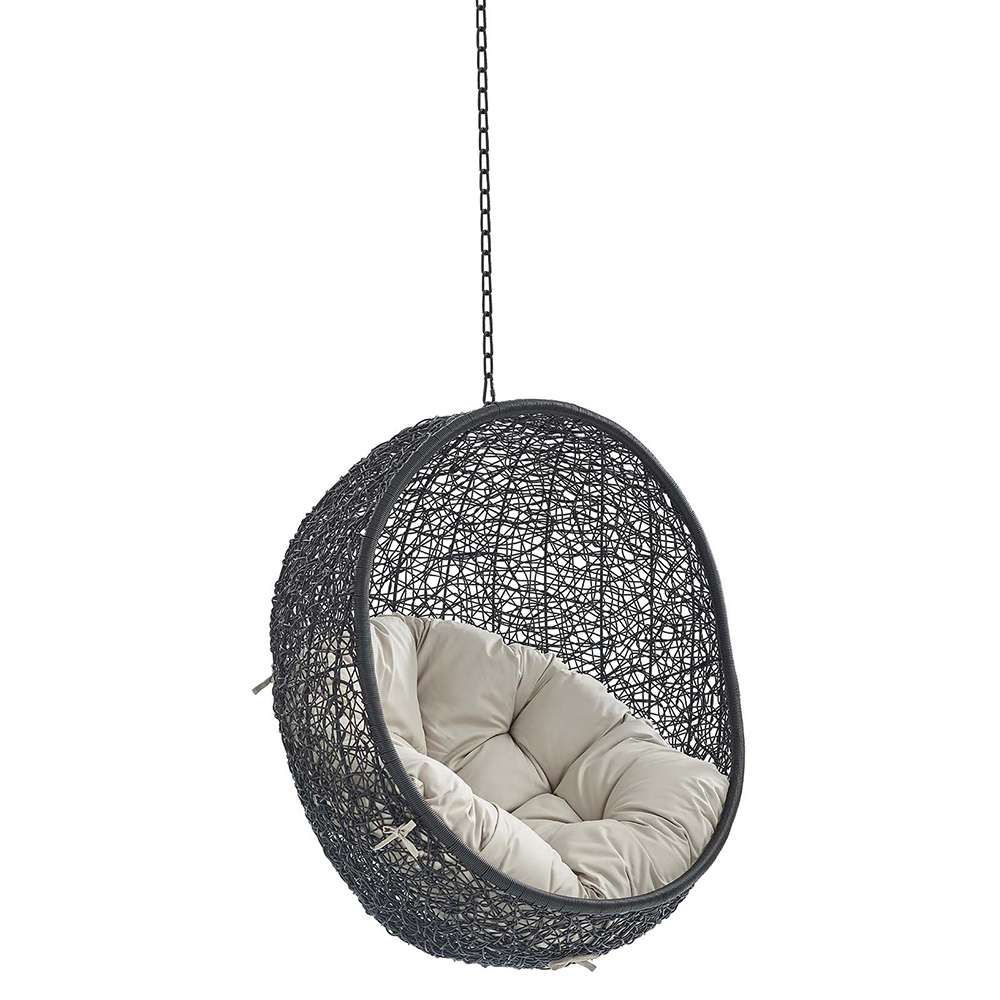 Modway - Encase Sunbrella Fabric Swing Outdoor Patio Lounge Chair Without Stand - EEI-3635-BLK-BEI veiw 1
