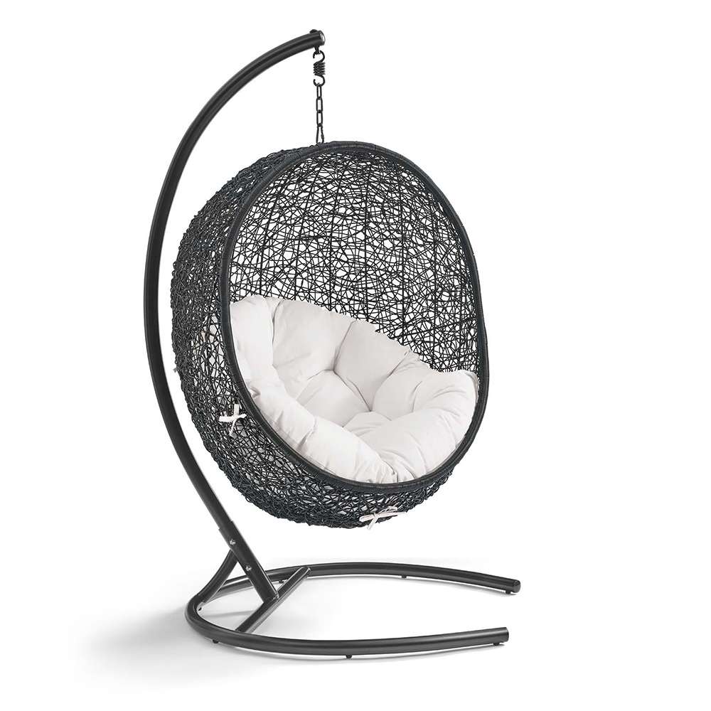 Modway - Encase Sunbrella Swing Outdoor Patio Lounge Chair - EEI-3943-BLK-WHI veiw 1