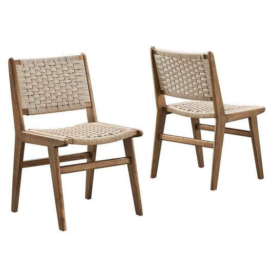 Modway - Saoirse Woven Rope Wood Dining Side Chair - EEI-6545-WAL-NAT veiw 2