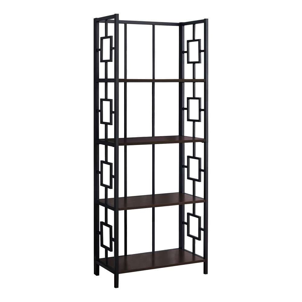 Monarch Specialties - Bookshelf, Bookcase, Etagere, 4 Tier, 62inH, Office, Bedroom, Metal, Laminate, Brown, Black, Contemporary, Modern - I-3617 veiw 1