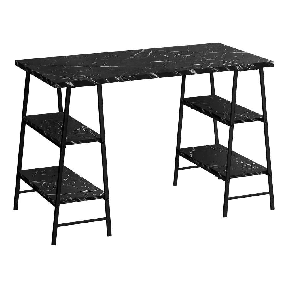 Monarch Specialties - Computer Desk, Home Office, Laptop, Storage Shelves, 48inL, Work, Metal, Laminate, Black Marble Look, Contemporary, Modern - I-7528 veiw 1