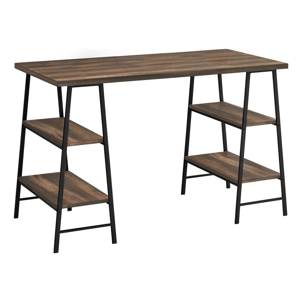 Monarch Specialties - Computer Desk, Home Office, Laptop, Storage Shelves, 48inL, Work, Metal, Laminate, Brown, Black, Contemporary, Modern - I-7525 veiw 1