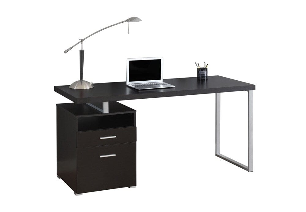 Monarch Specialties - Computer Desk, Home Office, Laptop, Left, Right Set-Up, Storage Drawers, 60inL, Work, Metal, Laminate, Brown, Grey, Contemporary, Modern - I-7143 veiw 2