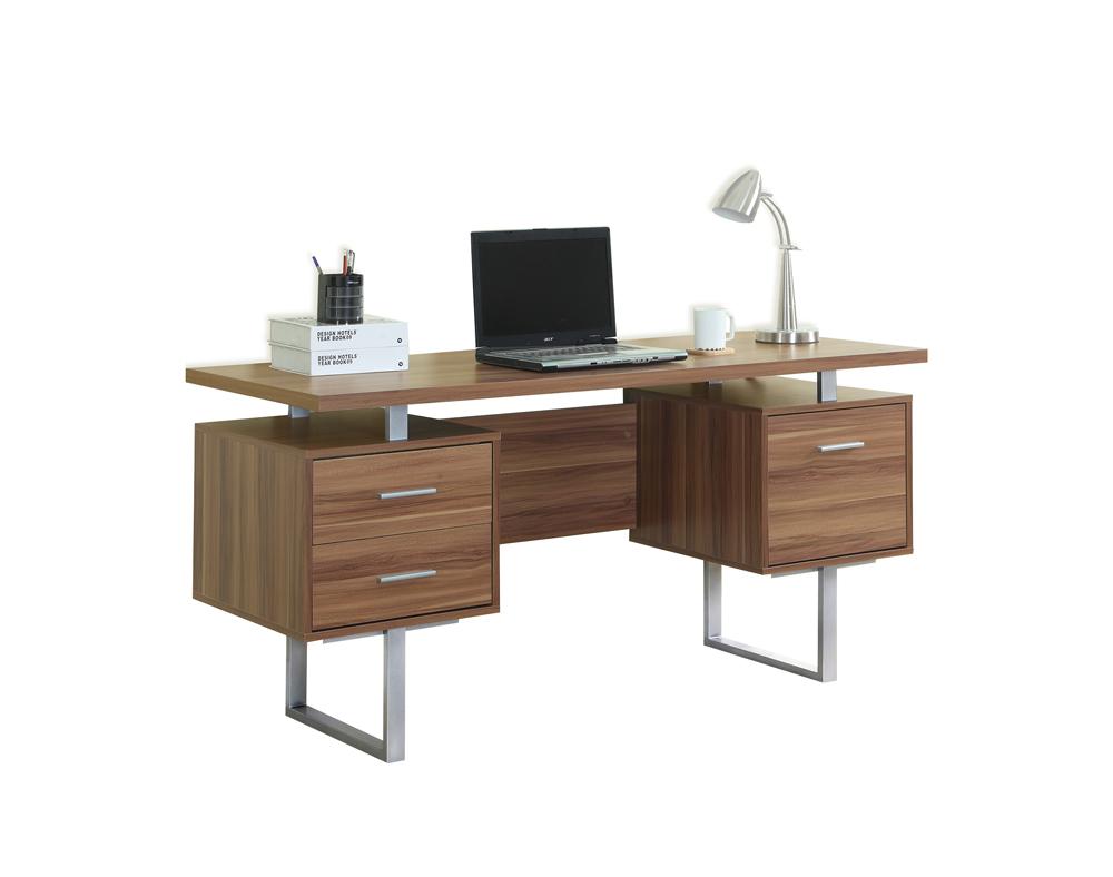 Monarch Specialties - Computer Desk, Home Office, Laptop, Left, Right Set-Up, Storage Drawers, 60inL, Work, Metal, Laminate, Walnut, Grey, Contemporary, Modern - I-7083 veiw 2