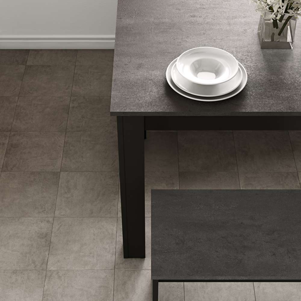 TEMAHOME - Nice Dining Table with Benches in Black / Concrete Look - E2281A7698X00 veiw 8