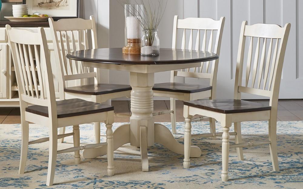 A-America - British Isles 26in - 42in Drop Leaf Table in Chalk-Cocoa Bean Finish - BRICO6100 veiw 4