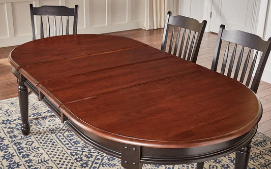 A-America - British Isles 52in - 76in Oval Dining Table with (2) 12in Leaves in Oak-Black Finish - BRIOB6310 veiw 2