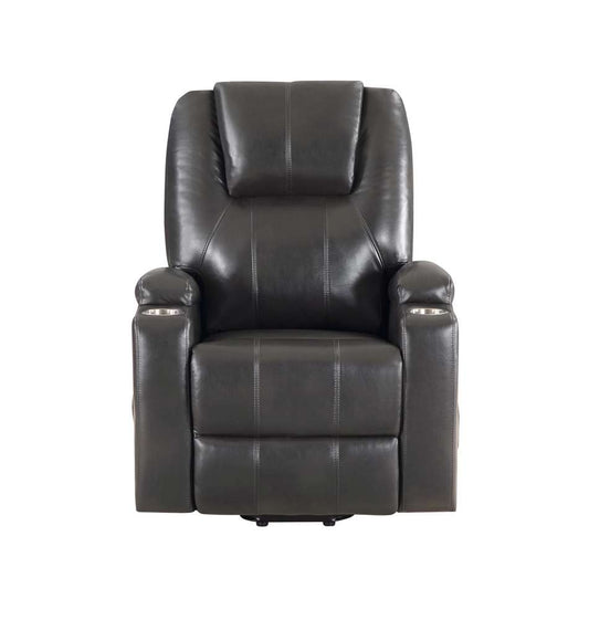 ACME Furniture - Evander Recliner w/Power Lift - Gunmetal Leather Aire - LV02182 veiw 3