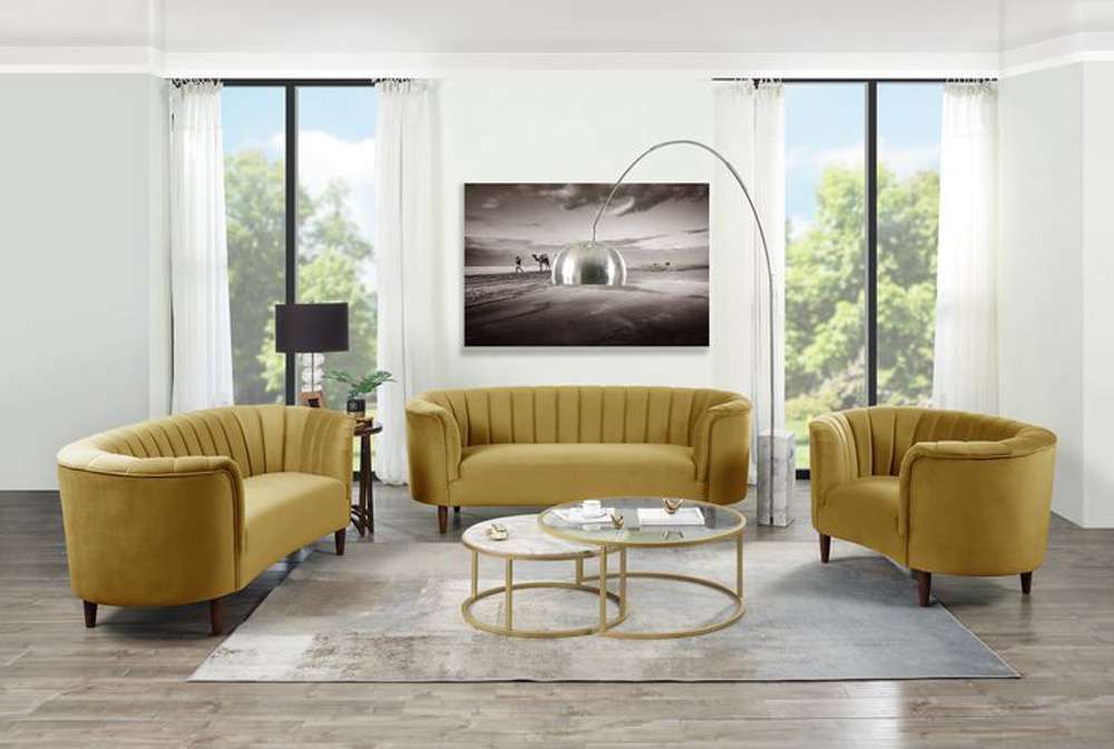 ACME Furniture - Millephri Loveseat - Olive Yellow Velvet - LV00164 veiw 1