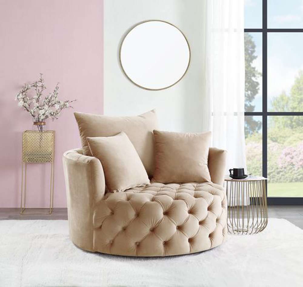 ACME Furniture - Zunyas Accent Chair w/Swivel - Beige Velvet - AC00290 view 6