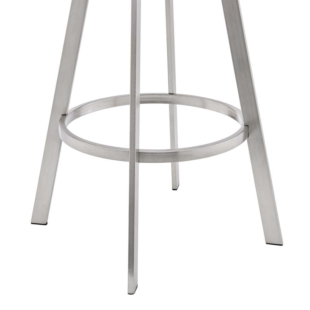 Armen Living - Bronson 29in Black Faux Leather and Brushed Stainless Steel Swivel Bar Stool - 721535762217 veiw 6