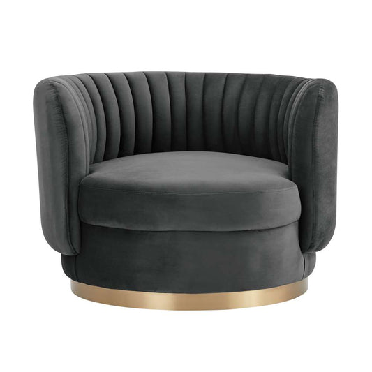 Armen Living - Davy Dark Gray Velvet Swivel Accent Chair - LCDVCHGREY veiw 2