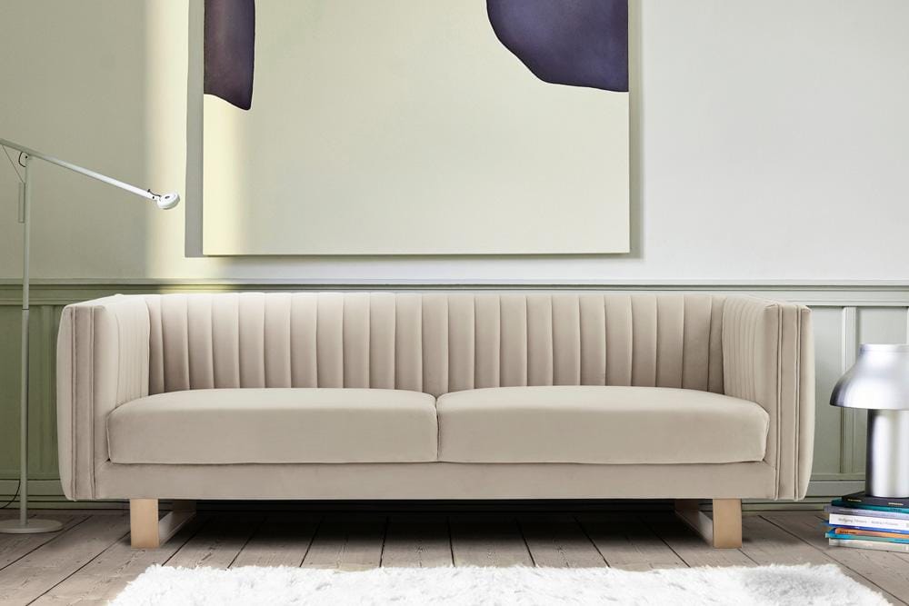 Armen Living - Delilah 86in Beige Velvet Square Arm Sofa with Gold Legs - LCDH3BEIGE veiw 6