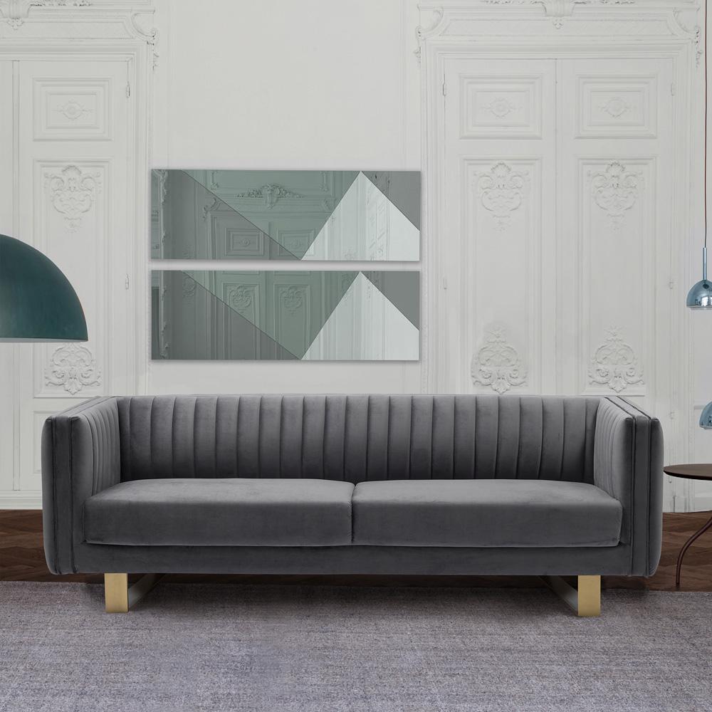 Armen Living - Delilah Dark Gray Velvet Sofa with Matte Gold Legs - LCDH3GREY veiw 5
