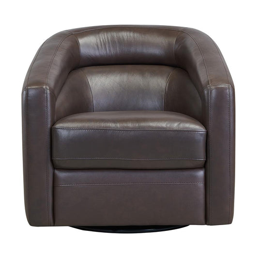 Armen Living - Desi Contemporary Swivel Accent Chair in Espresso Genuine Leather - LCDSCHES veiw 2