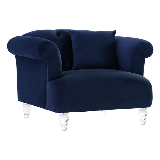 Armen Living - Elegance Contemporary Chair in Blue Velvet with Acrylic Legs - LCEG1BLUE veiw 2