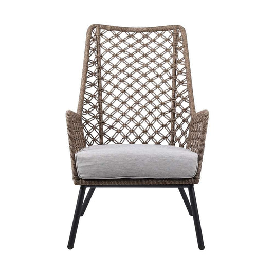 Armen Living - Marco Indoor Outdoor Steel Lounge Chair with Truffle Rope and Grey Cushion - LCMPCHTRU veiw 2