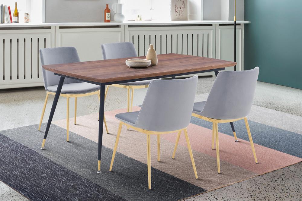 Armen Living - Messina Gray Velvet 5 Piece Rectangular Dining Set - SETMSDIGRY5E veiw 8
