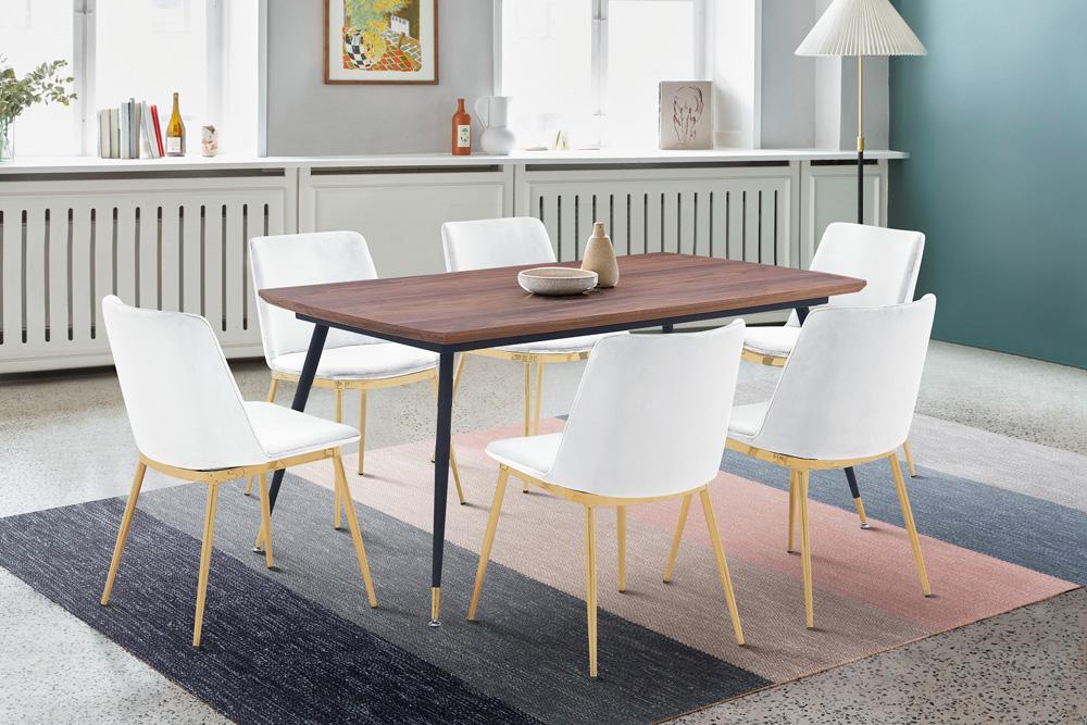 Armen Living - Messina White Velvet 7 Piece Rectangular Dining Set - SETMSDIWHT7E veiw 8
