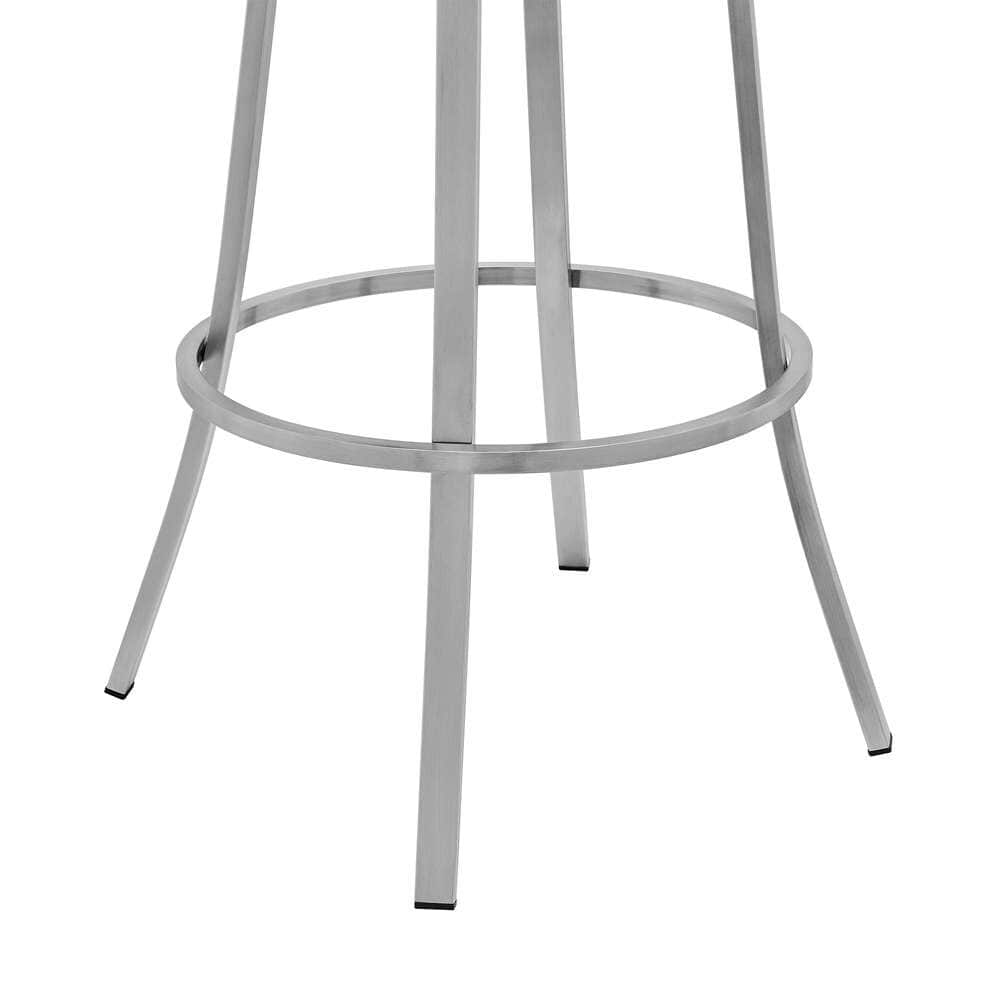 Armen Living - Palmdale Swivel Modern Slate Grey Faux Leather 26in Barstool in Brushed Stainless Steel Finish - 721535752188 veiw 6