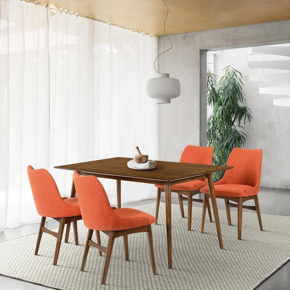 Armen Living - Westmont and Azalea Orange and Walnut 5 Piece Dining Set - SETWEDI5AZWAOR veiw 10
