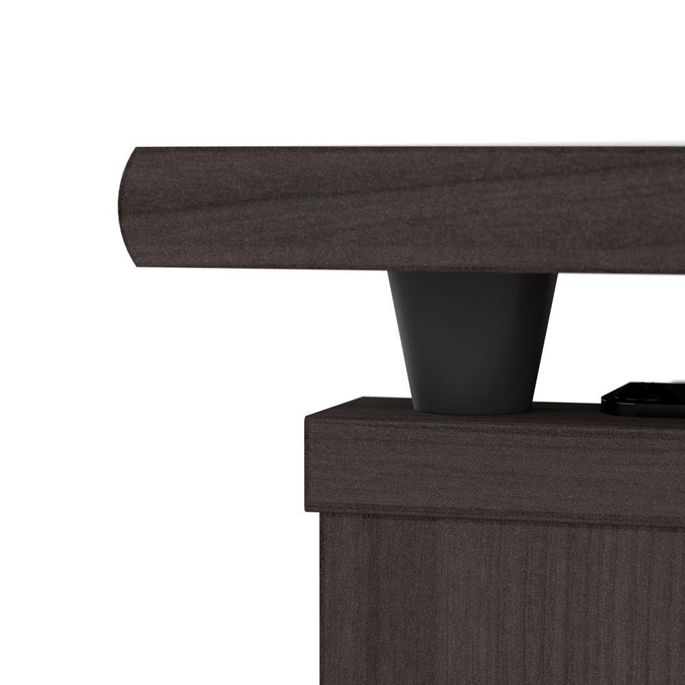 Bush Furniture - Cabot 60W Single Pedestal Desk w Sit to Stand Return in Heather Gray - CAB043HRG veiw 7