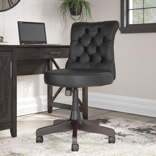 Bush Furniture - Key West Arden Lane Mid Back Occasional Tufted Chair in Black Leather - KWS019BL veiw 2