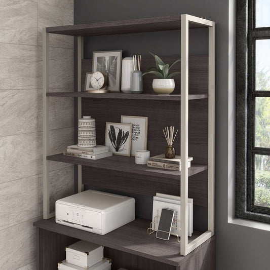 Bush Furniture - Hybrid Tall Etagere Bookcase in Storm Gray - HYB023SG veiw 2