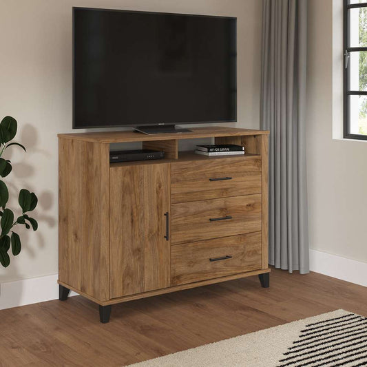 Bush Furniture - Somerset 3 Drawer Dresser and Bedroom TV Stand in Fresh Walnut - STV148FWK veiw 2