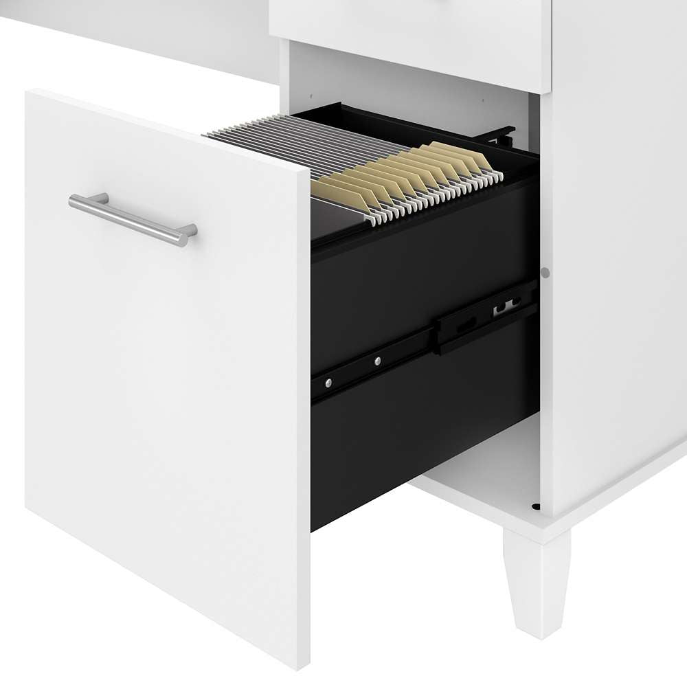 Bush Furniture - Somerset 72W L Shaped Desk with Hutch and Lateral File Cabinet in White - SET009WH veiw 5