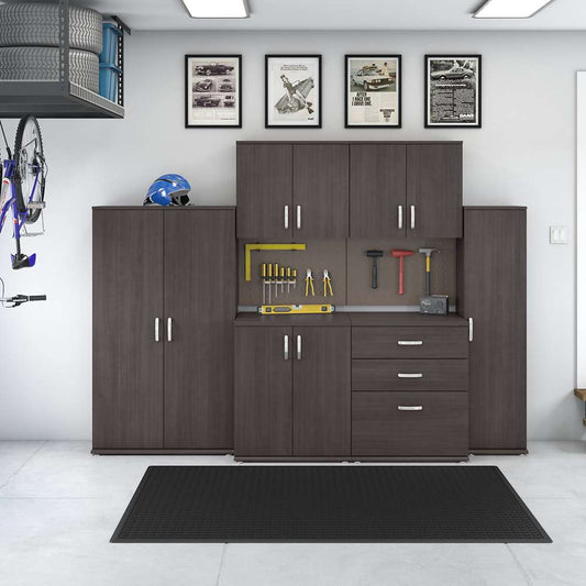 Bush Furniture - Universal 6 Piece Modular 108W Garage Storage Set with Floor and Wall Cabinets in Storm Gray - GAS002SG veiw 2