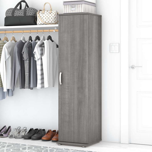 Bush Furniture - Universal Narrow Clothing Storage Cabinet with Door and Shelves in Platinum Gray - CLS116PG-Z veiw 2
