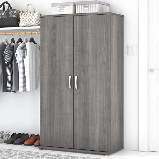 Bush Furniture - Universal Tall Clothing Storage Cabinet with Doors and Shelves in Platinum Gray - CLS136PG-Z veiw 2