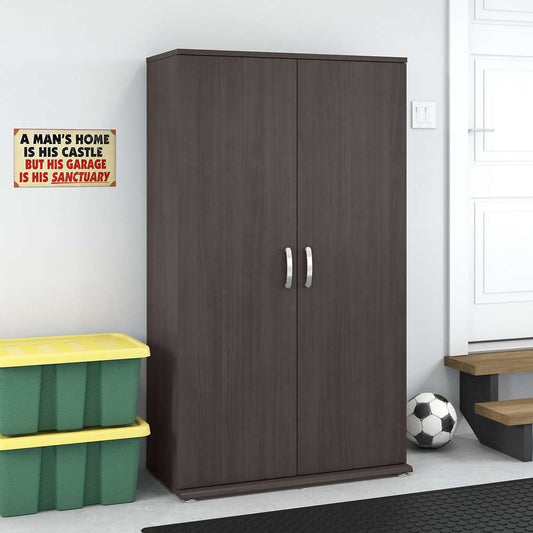 Bush Furniture - Universal Tall Garage Storage Cabinet with Doors and Shelves in Storm Gray - GAS136SG-Z veiw 2