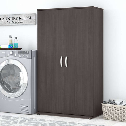 Bush Furniture - Universal Tall Linen Cabinet with Doors and Shelves in Storm Gray - LNS136SG-Z veiw 2