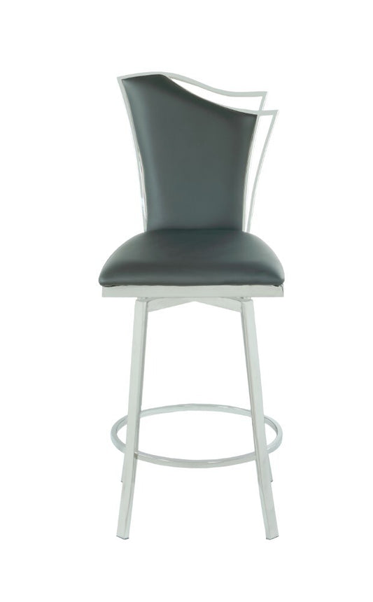 Chintaly - Nadia Swivel Counter Stool With Design Back in Gray - NADIA-CS-GRY veiw 2