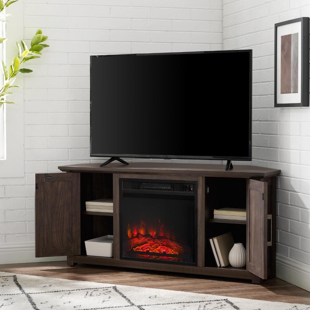 Crosley Furniture - Camden 48in Corner TV Stand With Fireplace Dark Walnut - KF100648DW veiw 10
