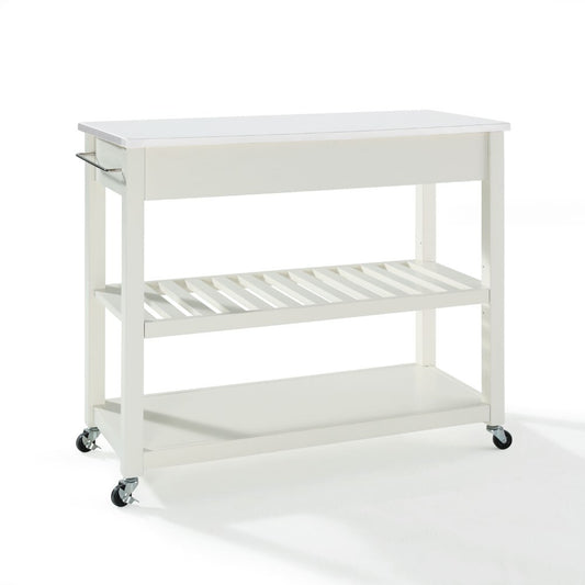 Crosley Furniture - Granite Top Kitchen Prep Cart White/White - KF30056WH veiw 2